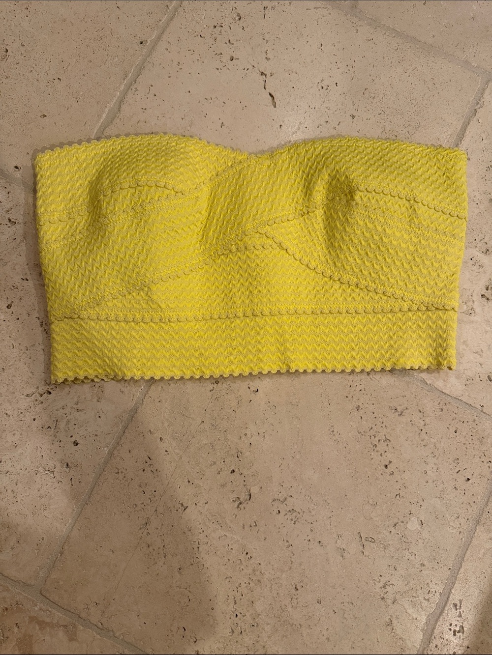 ANGL Yellow Strapless Textured Bandeau Top